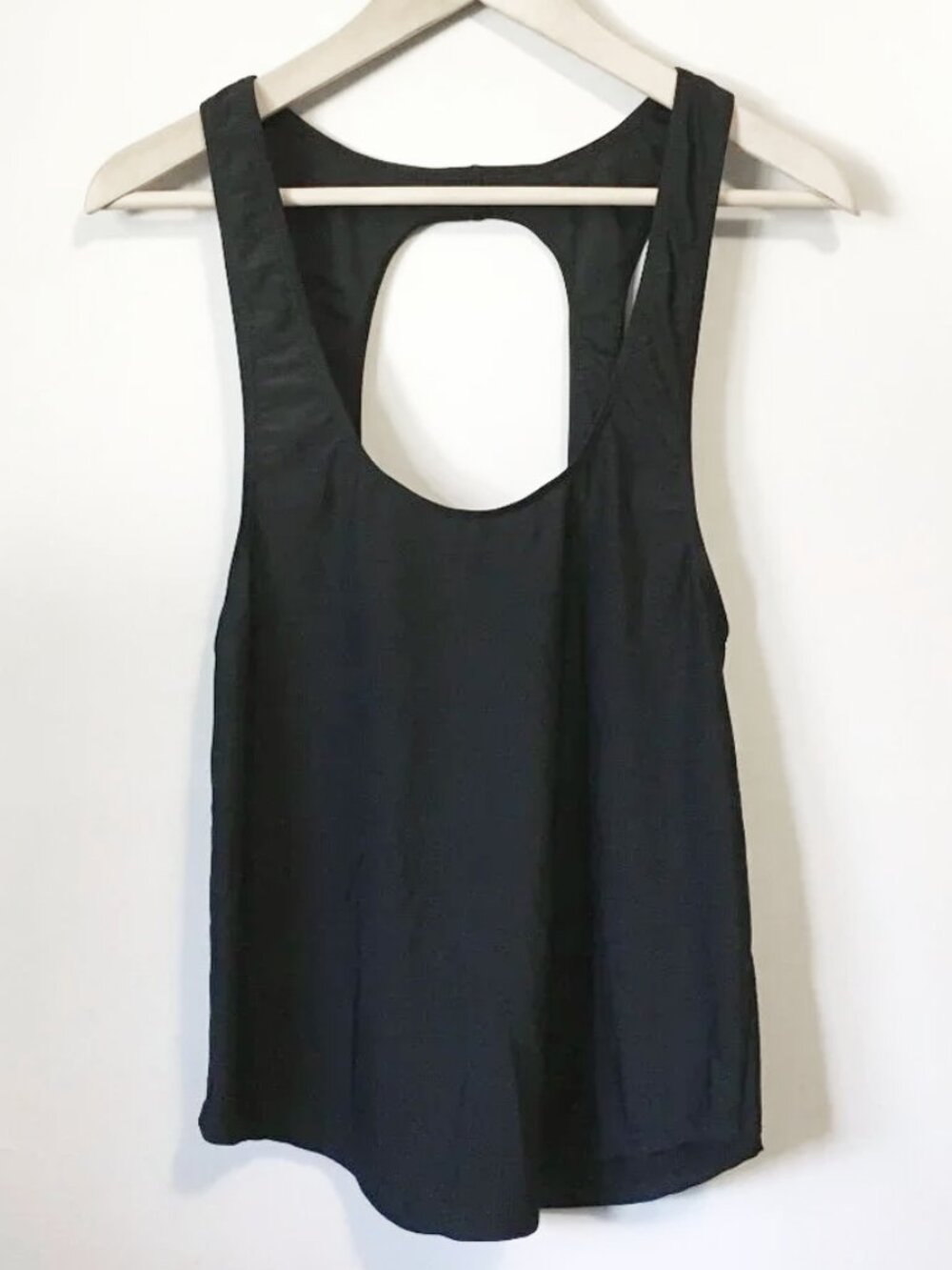 Black Open Back Workout Tank Top Sexy Breezy Gym Basic - S